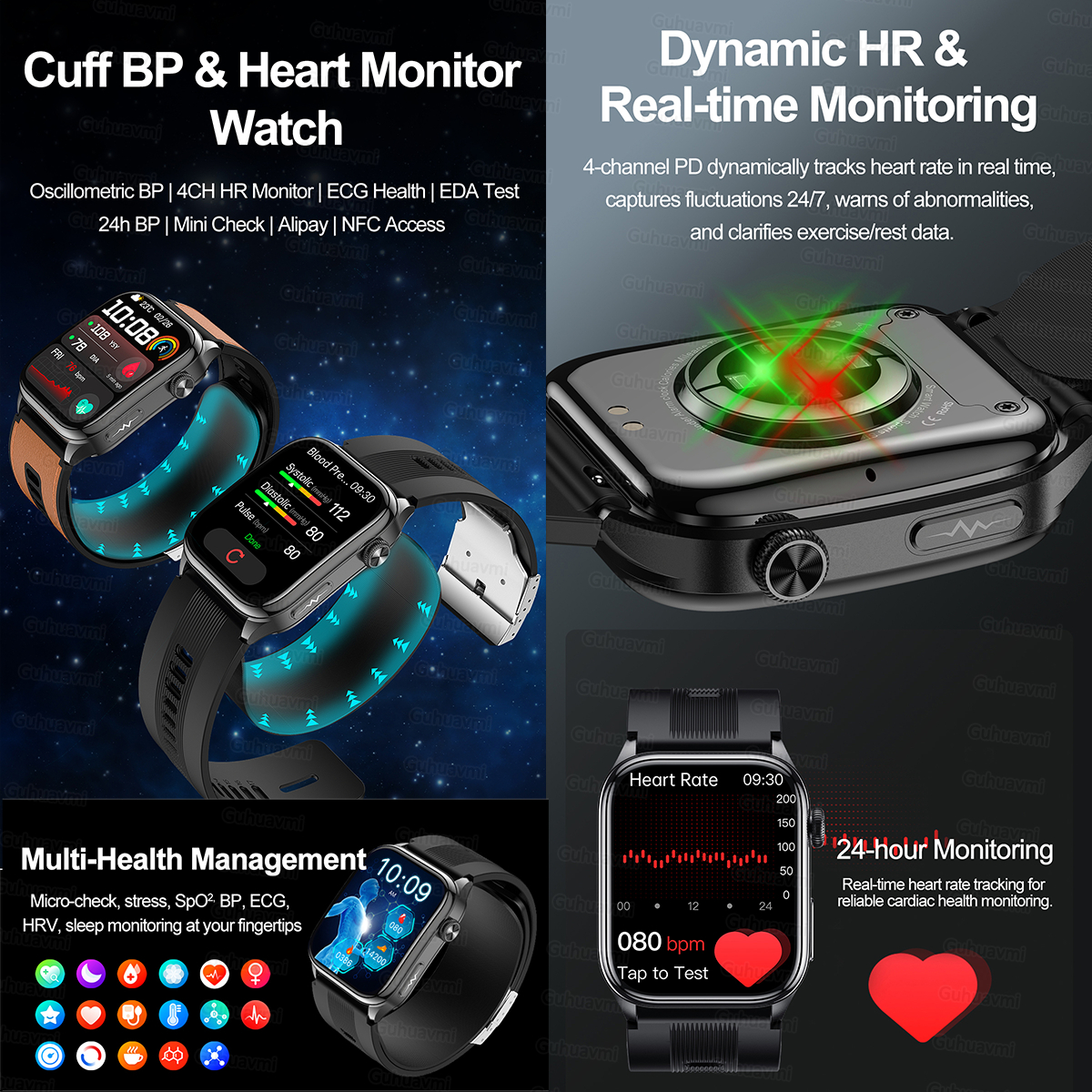 Sapphire Smartwatch AMOLED Scr – обзор и цена Fall Detection Watch